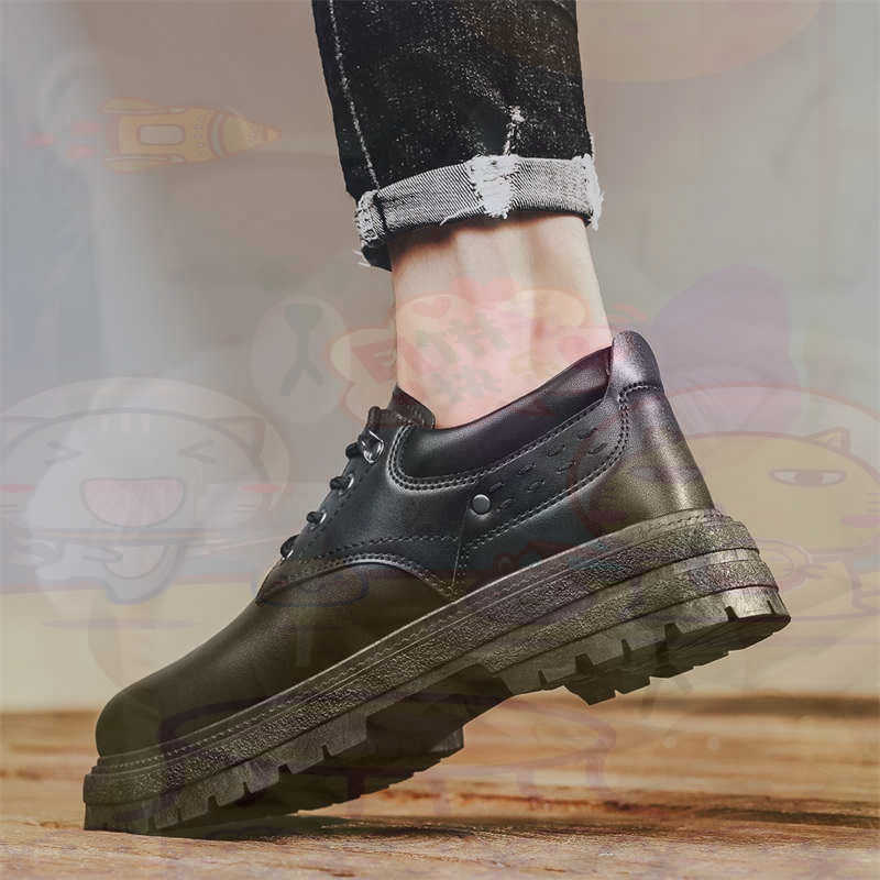Street Fashion Asian Men - Dark Natural Leather Fashion Trainers Tennis