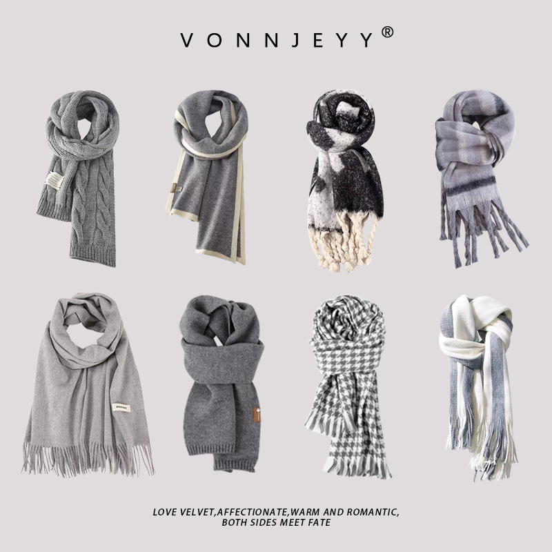 Street Fashion Asian Men - Unisex Thermal Scarf in Charcoal Gray
