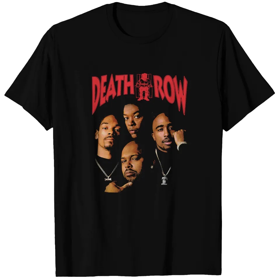 Street Fashion Magazines - Black Printed T-shirt Death Row Records