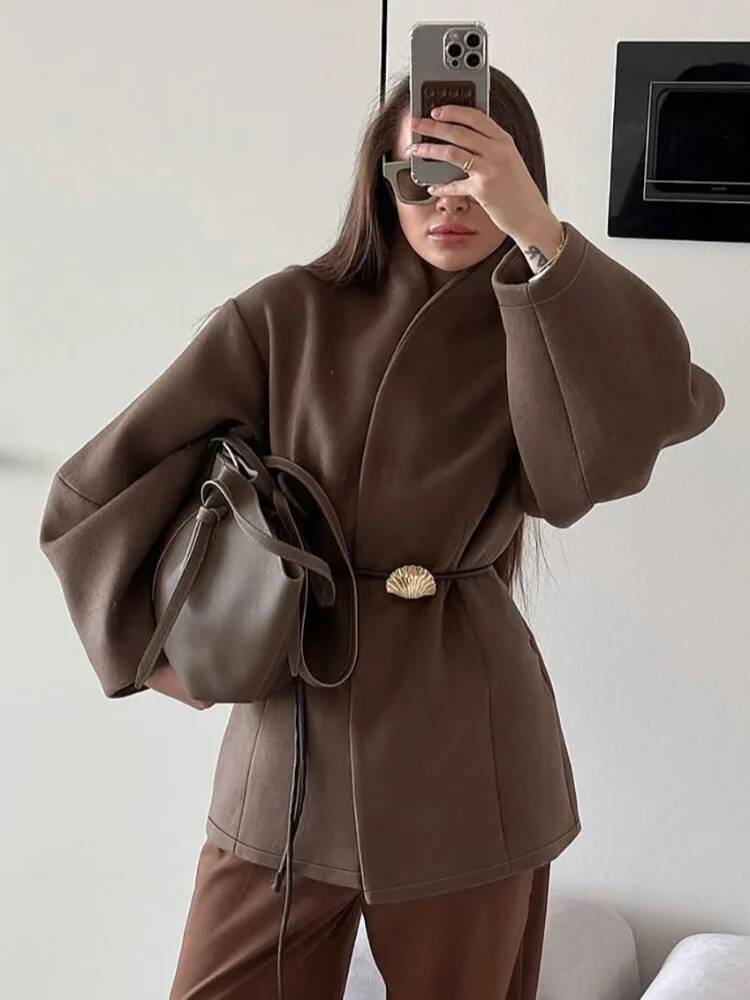 Chic Women's Solid Woolen Coat - đánh giá và giá Street Fashion Taiwan