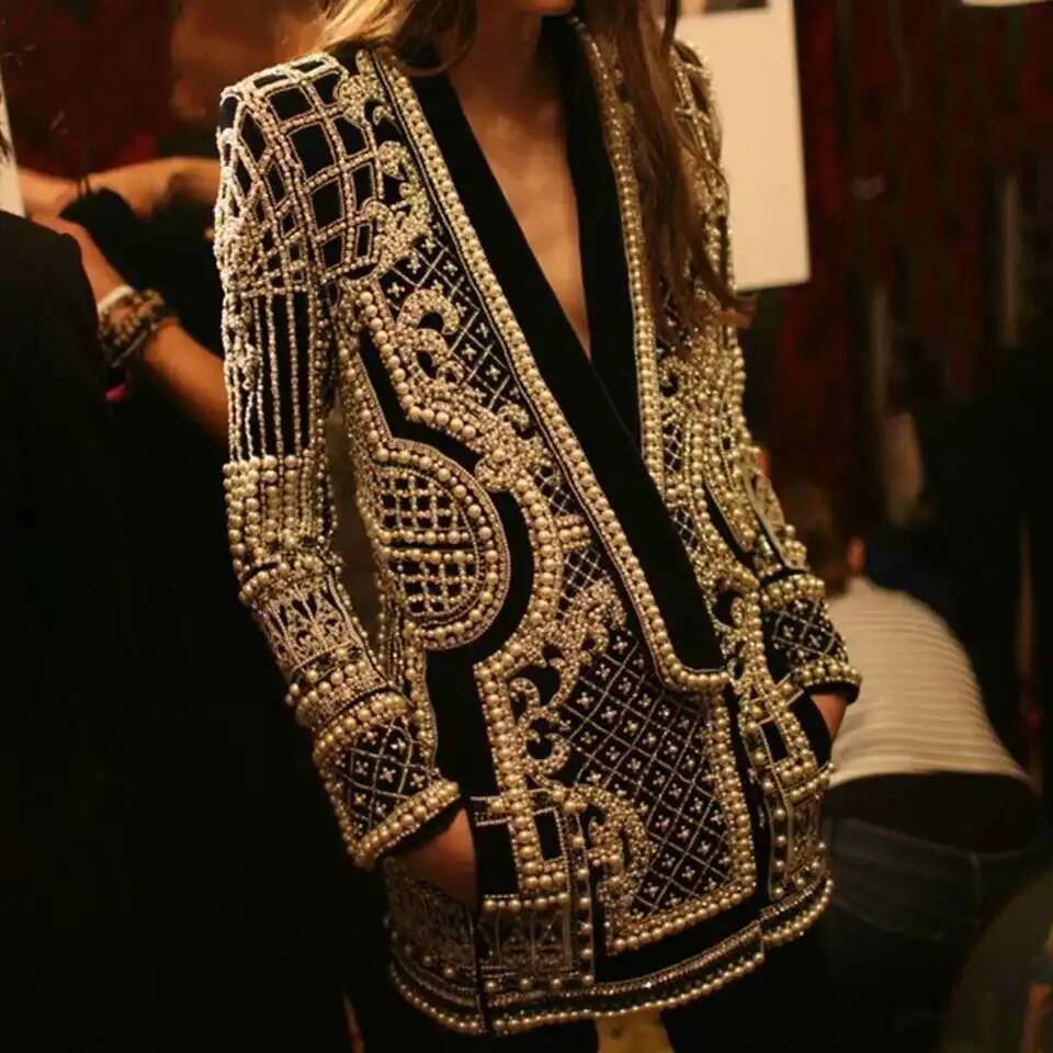 Fashion Beading V Neck Blazers - đánh giá và giá Street Fashion Taiwan