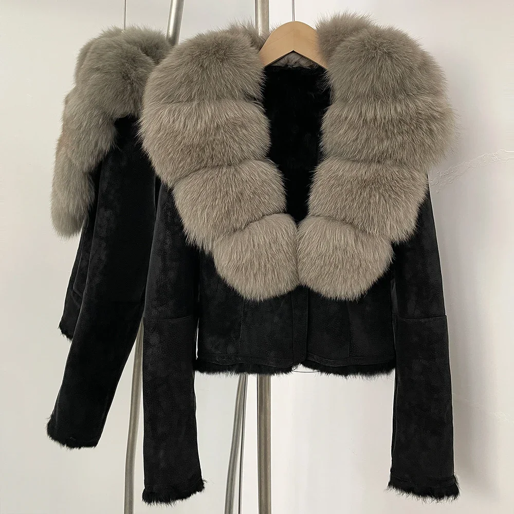 OFTBUY Natural Fox Fur Collar  - đánh giá và giá Street Fashion Official