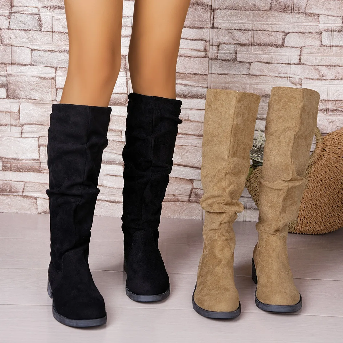 Pleated Boots Women Faux Suede - đánh giá và giá Street Fashion Rome