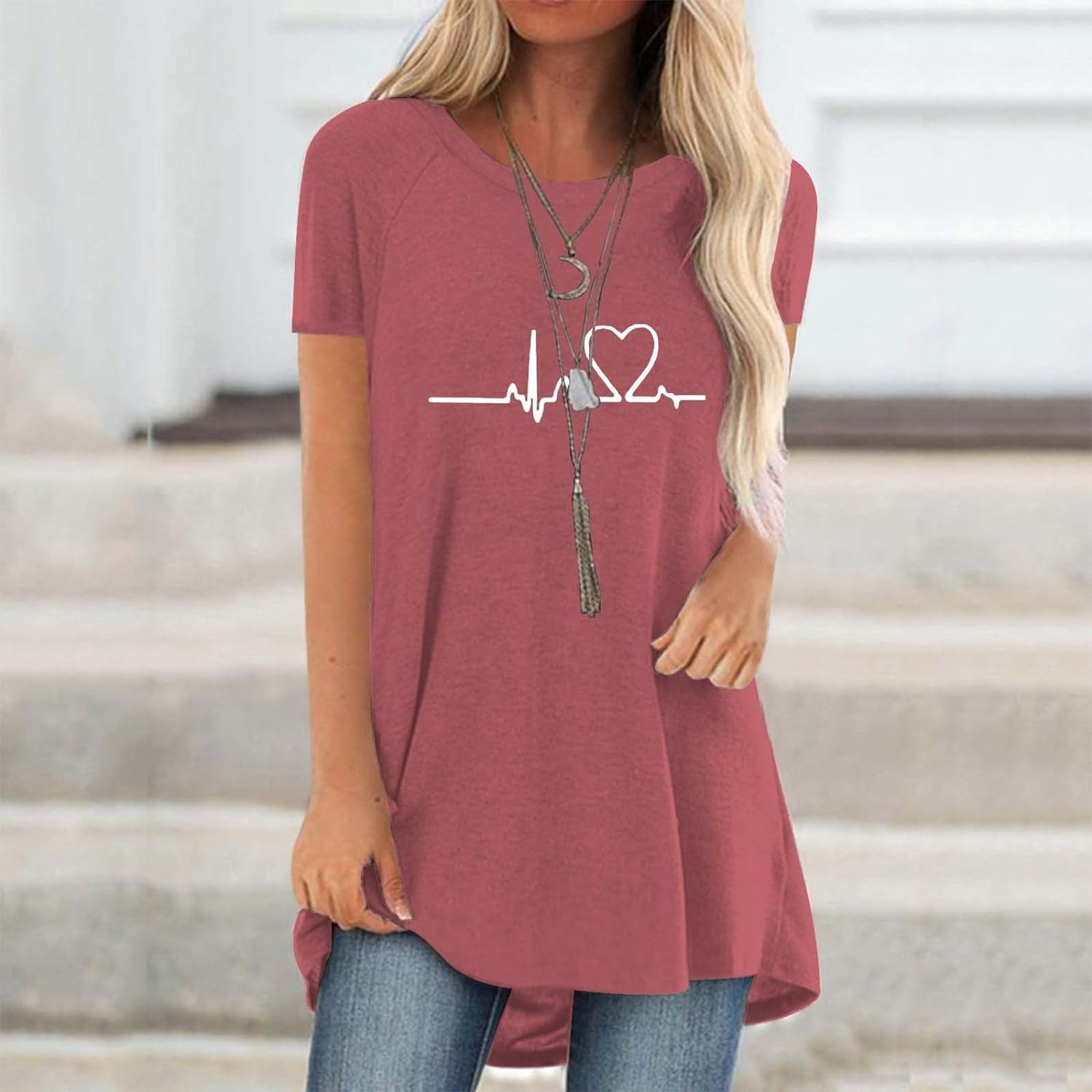 Line Love Graphics 3D Print T- - đánh giá và giá Longline Tee Oversized