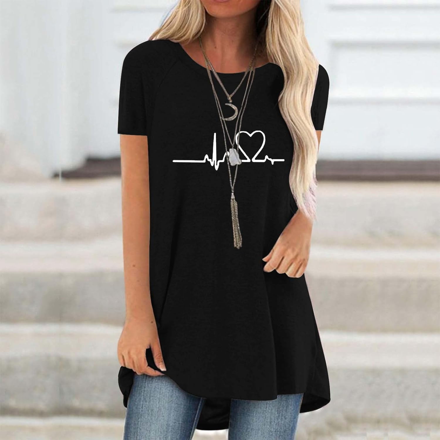 Line Love Graphics 3D Print T- - đánh giá và giá Longline Tee Oversized