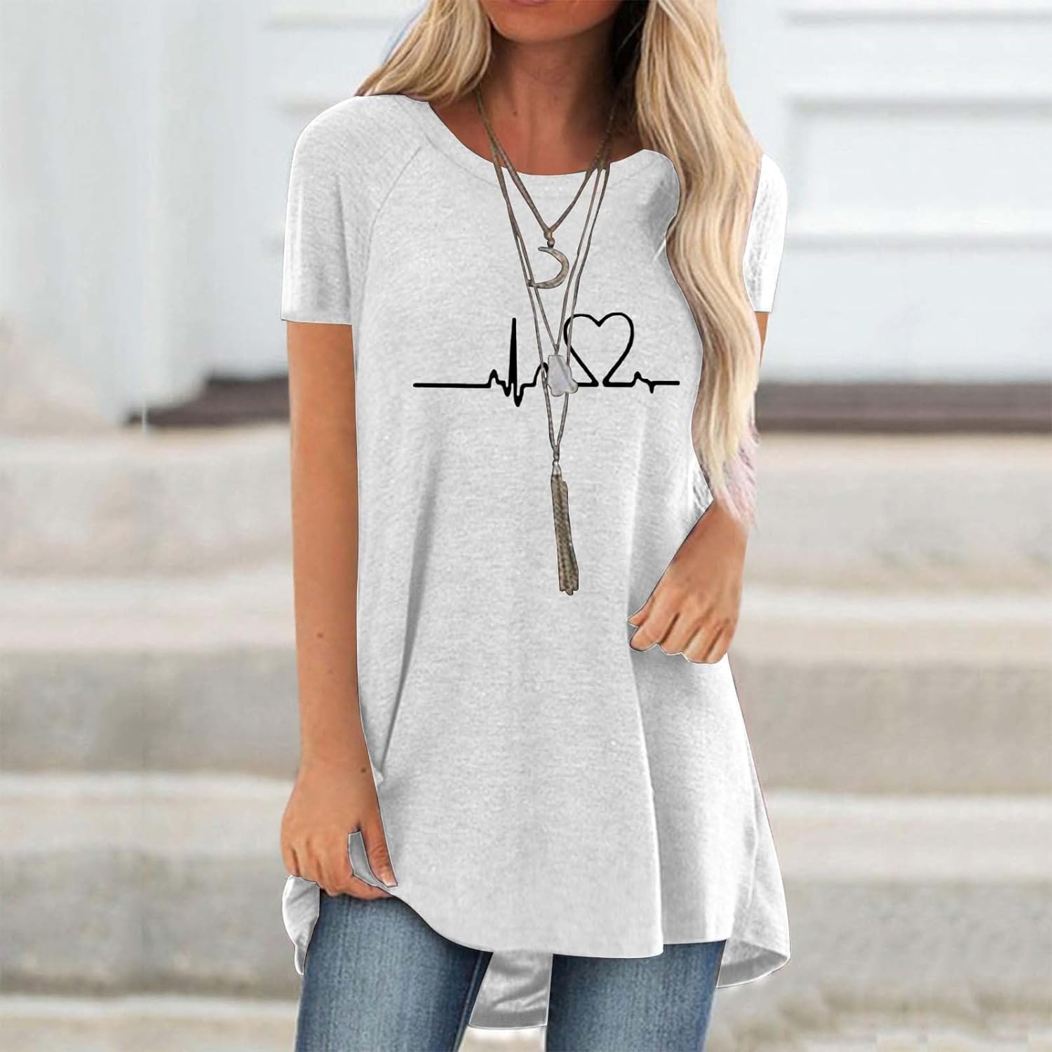 Line Love Graphics 3D Print T- - đánh giá và giá Longline Tee Oversized