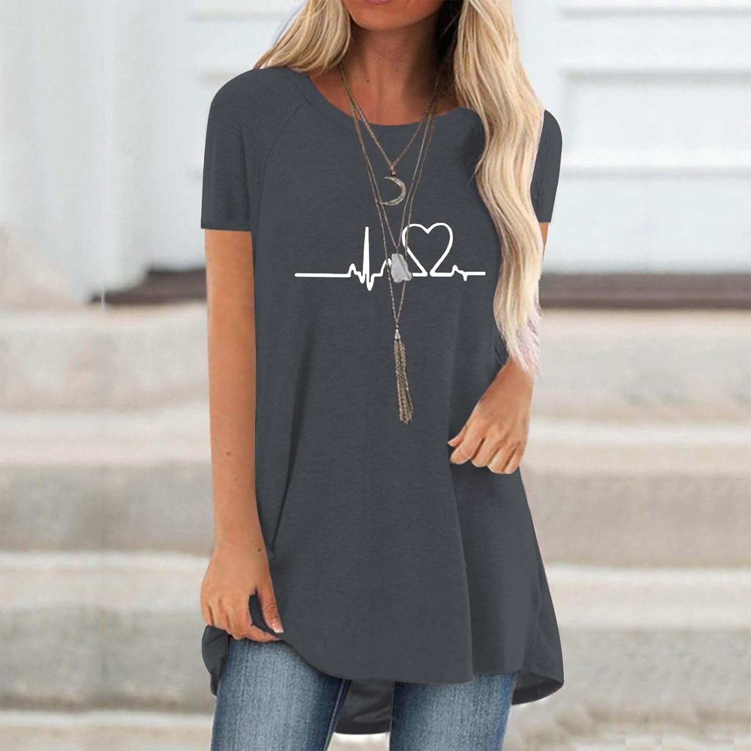 Line Love Graphics 3D Print T- - đánh giá và giá Longline Tee Oversized