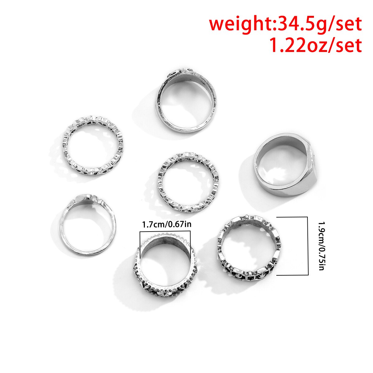 7Pcs/Set Goth Carved Heart Pok - đánh giá và giá Street Fashion Goth