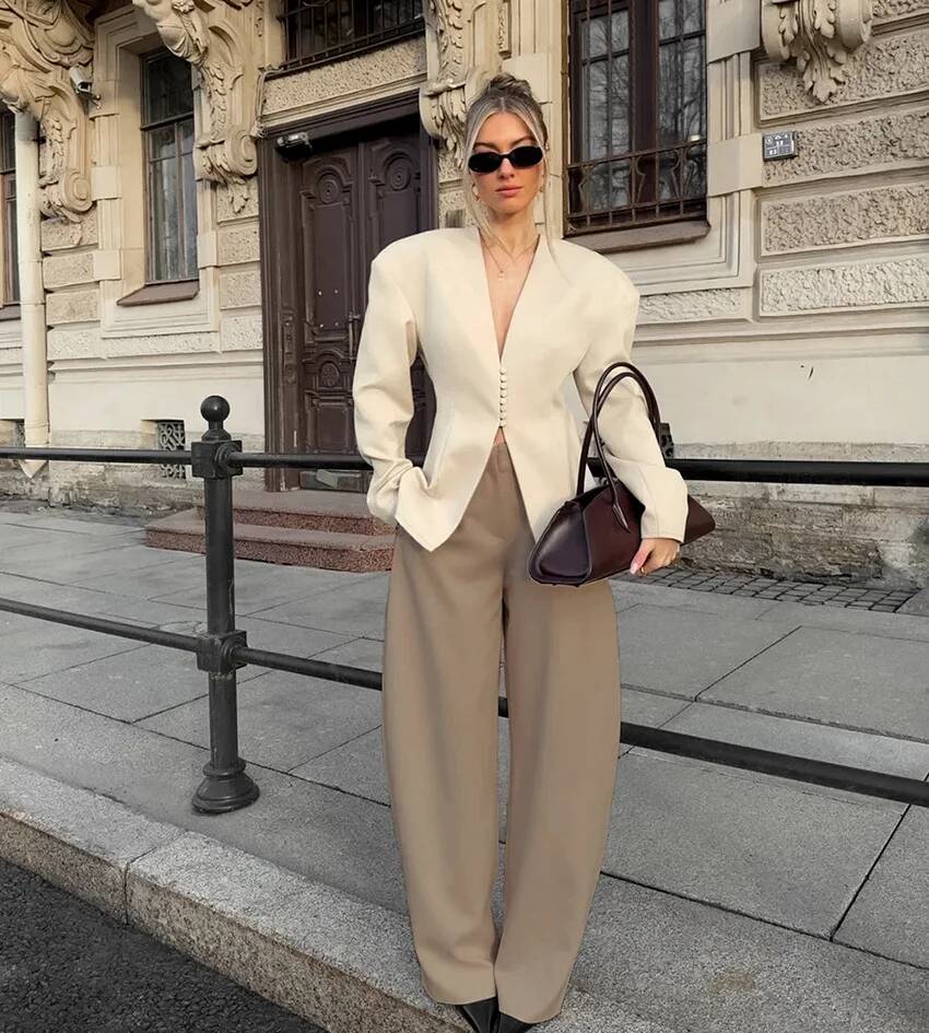 Lady Solid Waist Cinching Blaz - đánh giá và giá Street Fashion Taiwan