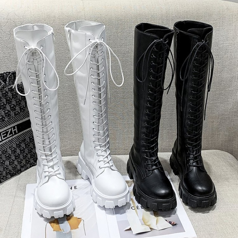 Women Knee High Boots Lace Up  - đánh giá và giá Street Fashion Winter