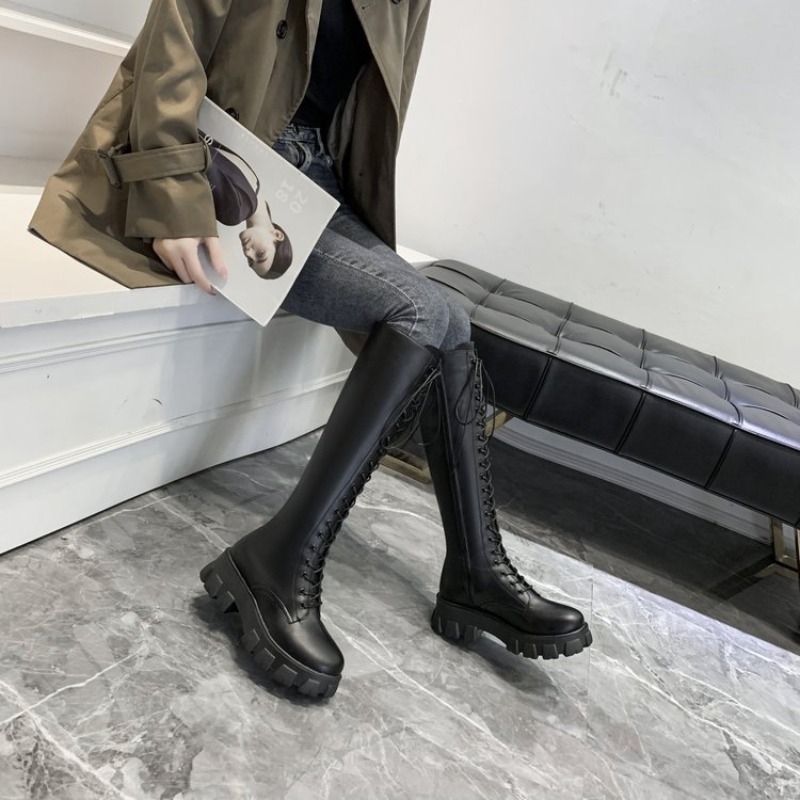 Women Knee High Boots Lace Up  - đánh giá và giá Street Fashion Winter