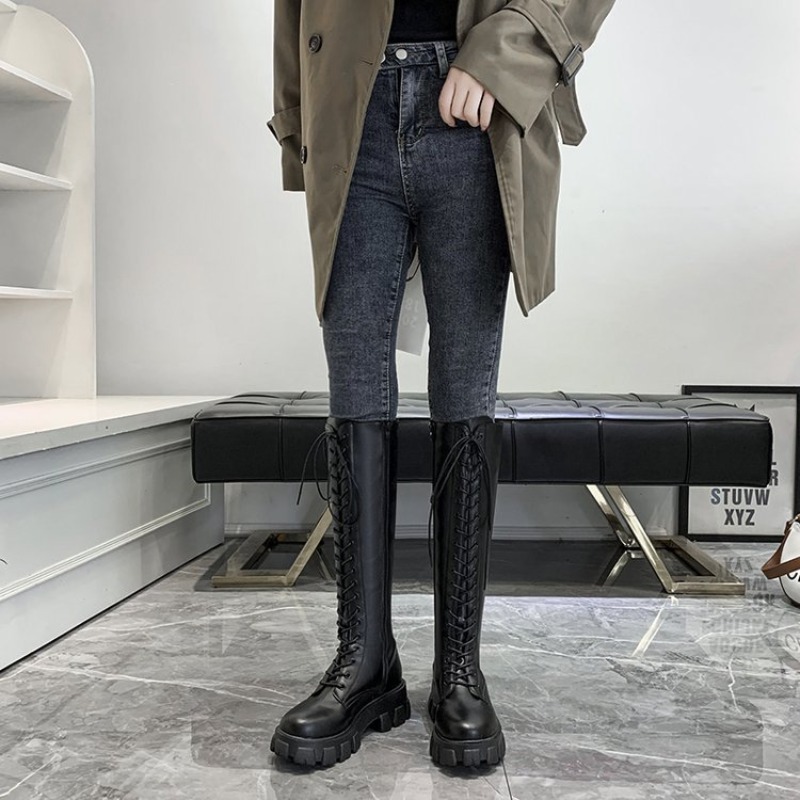 Women Knee High Boots Lace Up  - đánh giá và giá Street Fashion Winter