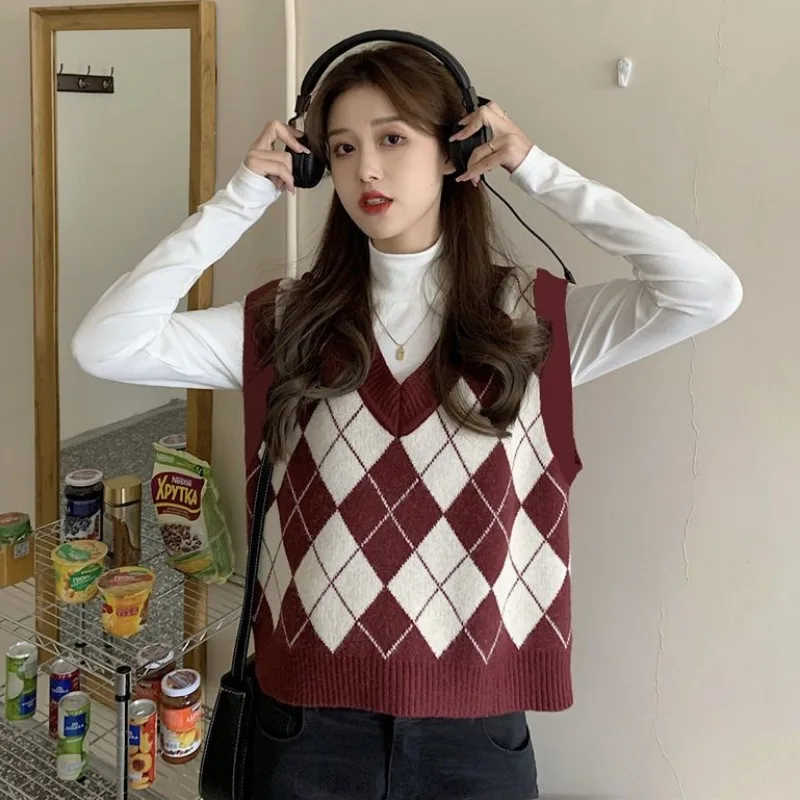 Sweater Vests Women Argyle Har - đánh giá và giá Street Fashion Of Japan