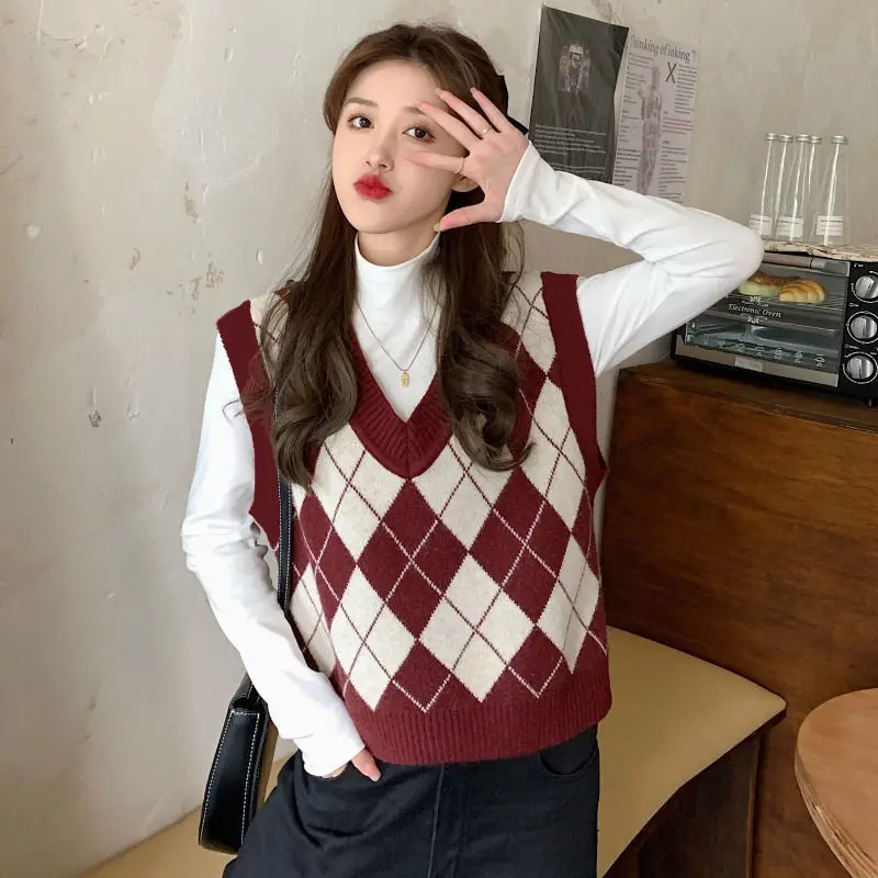Sweater Vests Women Argyle Har - đánh giá và giá Street Fashion Of Japan