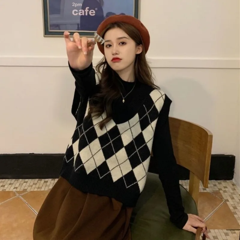 Sweater Vests Women Argyle Har - đánh giá và giá Street Fashion Of Japan